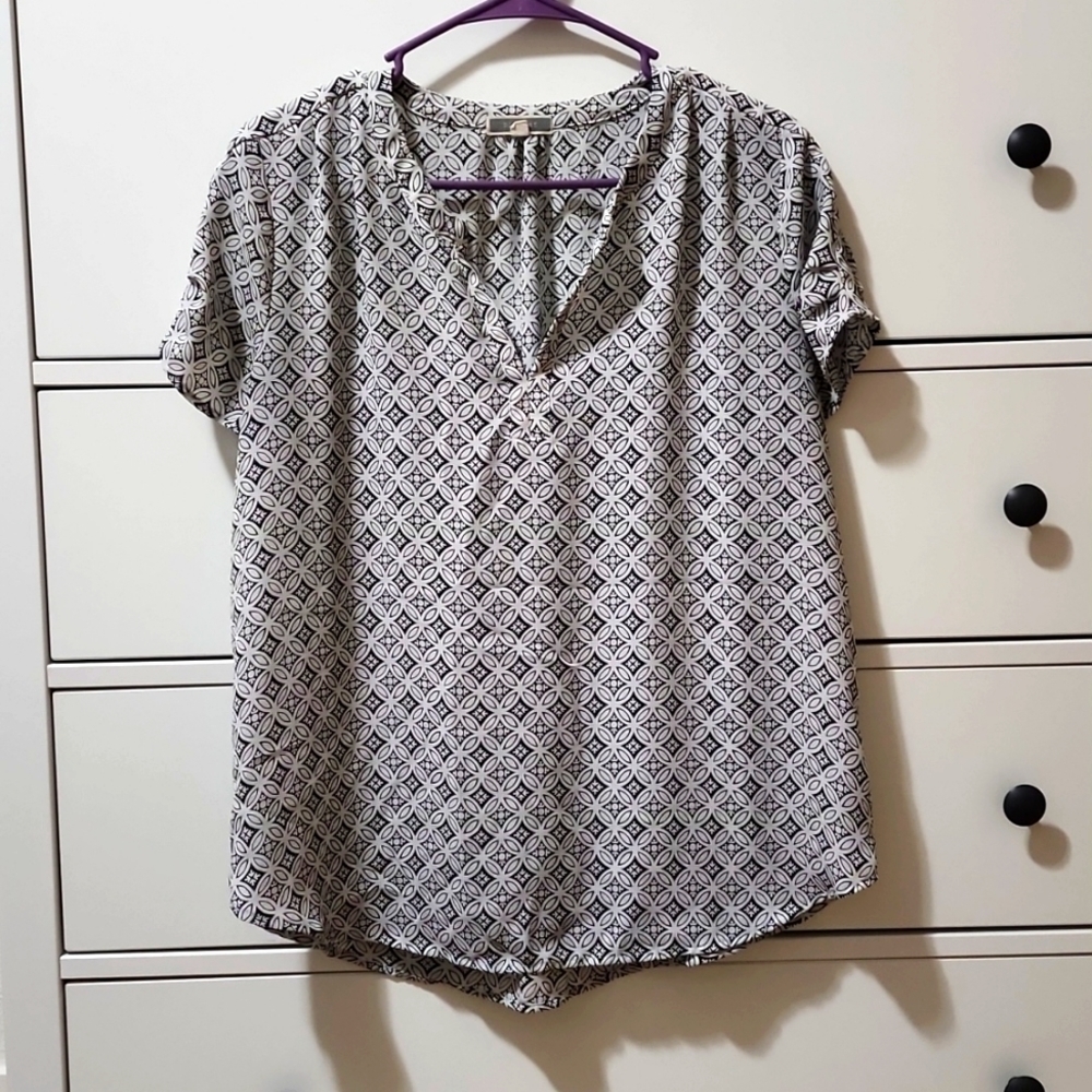 Pleione Black and White Blouse - Small Loose Fit